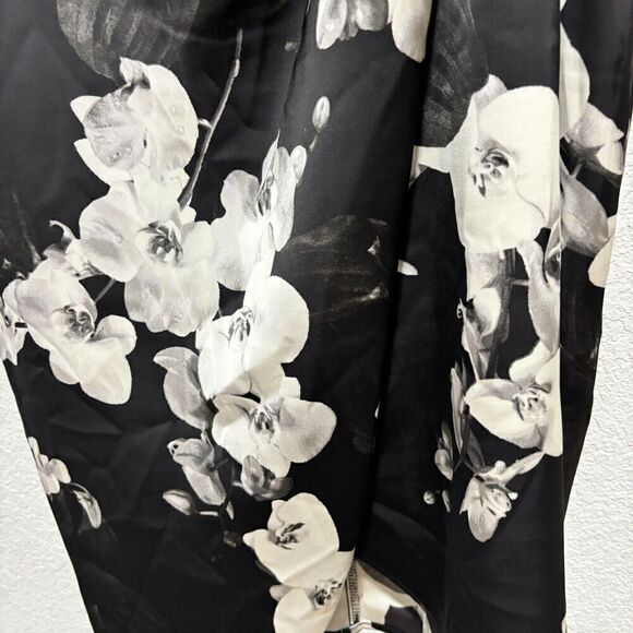 NWT Worthington Industries Midi Slip Dress XL V Neck Back Zip Black White Floral - Picture 5 of 14